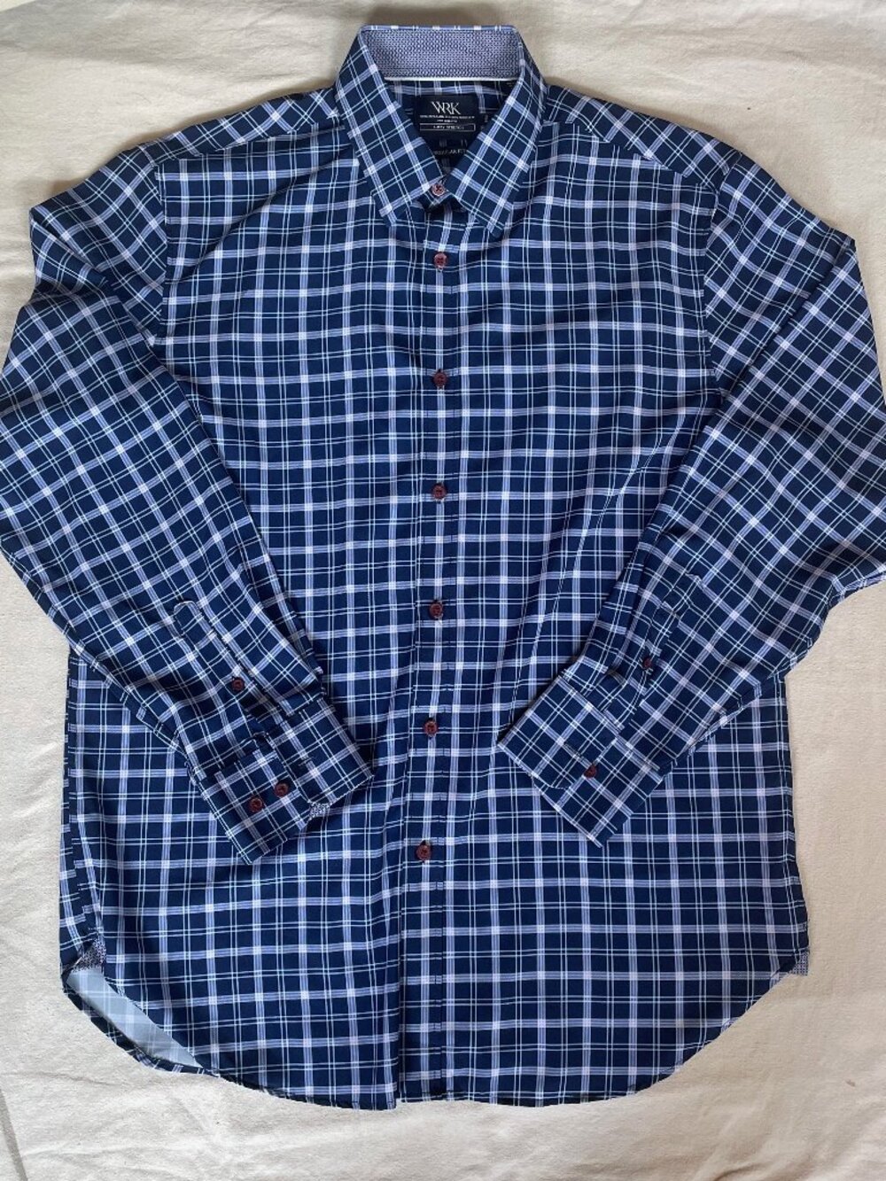 WRK Men's Navy Plaid Dress Shirt